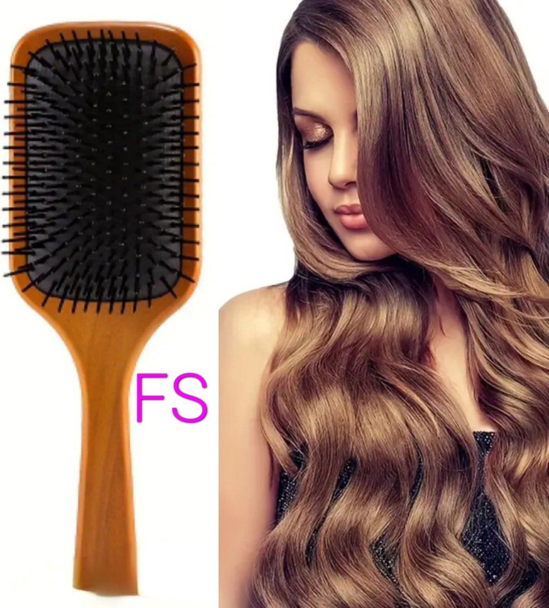 FS- klein houten borstel -bruin - Haarborstel antiklit - Hoge kwaliteit borstel-voor alle haartypen - Hair Brush - Houten HaarBorstel