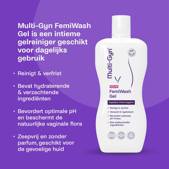 Multi-Gyn FemiWash Gel 220 ml - Intieme Wasgel voor dagelijkse Intieme Hygiene, mild en zeepvrij voor een optimale Vaginale gezondheid, geschikt voor gevoelige huid, Dermatologisch en Gynaecologisch getest