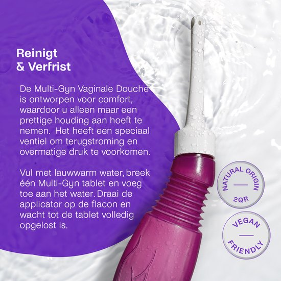 Multi-Gyn Vaginale Douche & 10 Bruistabletten - Vaginale Douche voor Intieme Hygiene, Intieme Verzorging voor optimale Vaginale Gezondheid, te gebruiken tegen afscheiding, jeuk en irritatie, Vaginale Douche spoelt schoon op efficiënte en milde wijze