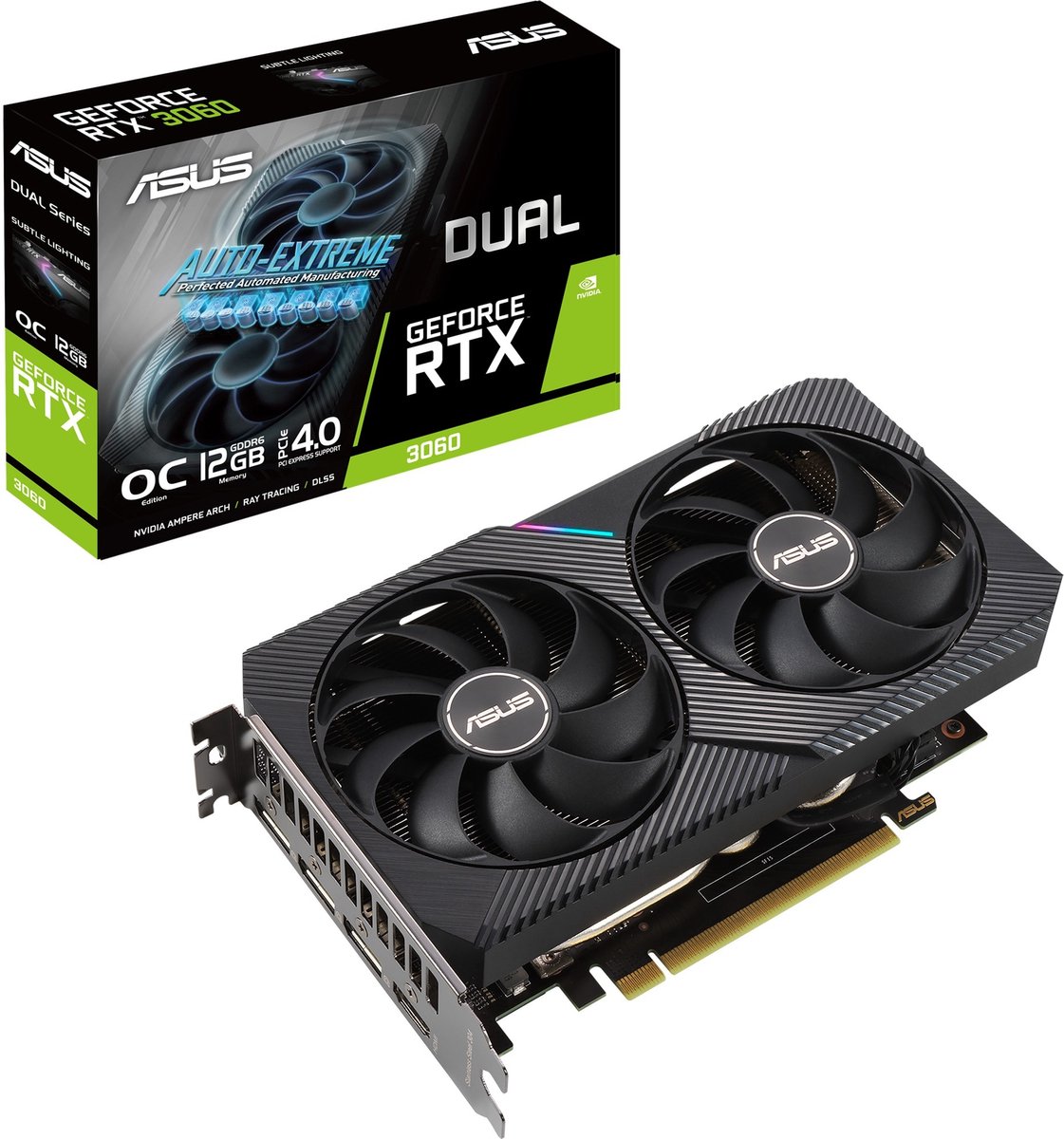 Asus Dual GeForce RTX 3060 V2 OC Edition - Videokaart - 12 GB GDDR6 - PCIe 4.0 - 1x HDMI 2.1, 3x DisplayPort 1.4a