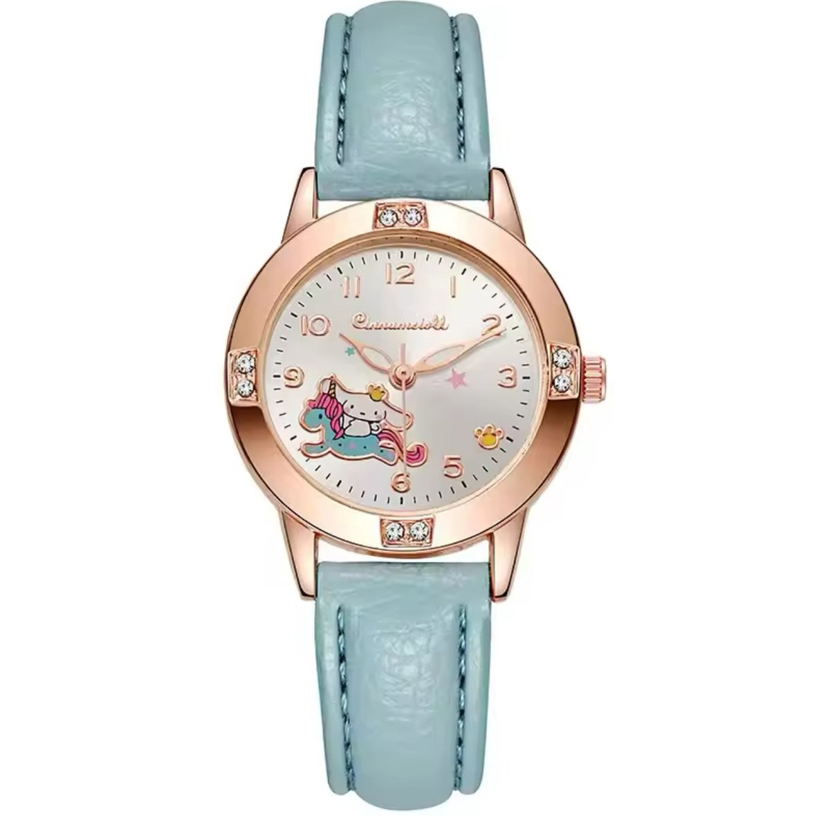 Sanrio - Cinnamoroll horloge - blauw - PU leren bandje - Kuromi - Hello Kitty - My Melody - PomPomPurin - Pochacco - cadeau - Kawaii
