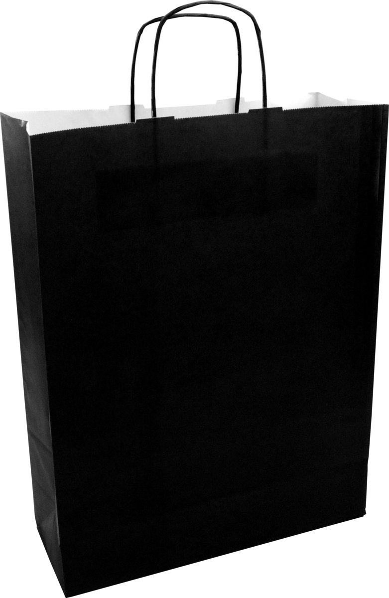 Tas | Kraftpapier | gedraaid papieren koord | 32x 12x41cm | draagtas | zwart | 100 stuks