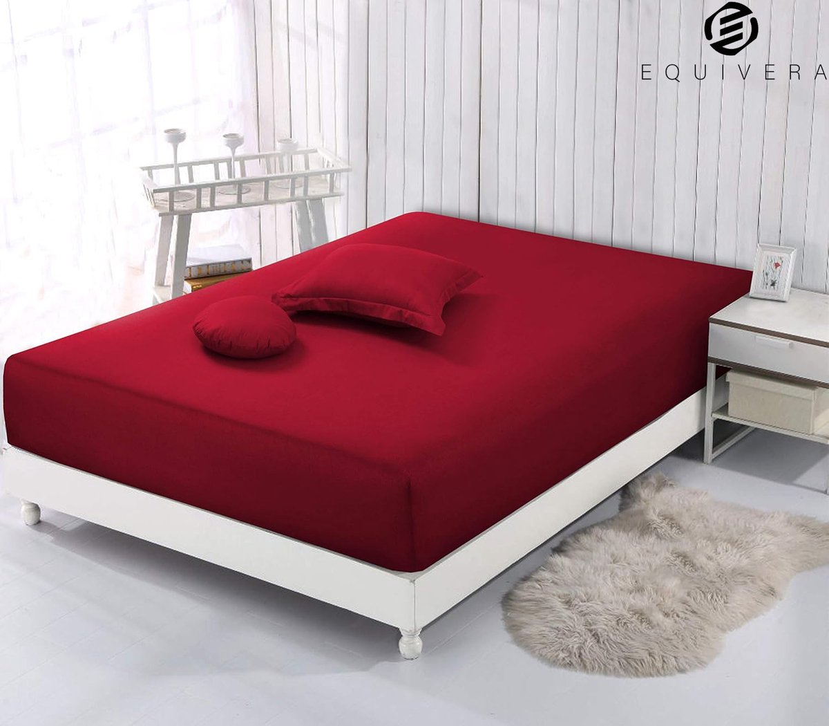 Equivera Matrasovertrek - Hoeslaken - Matrashoes - Matras Overtrek rood