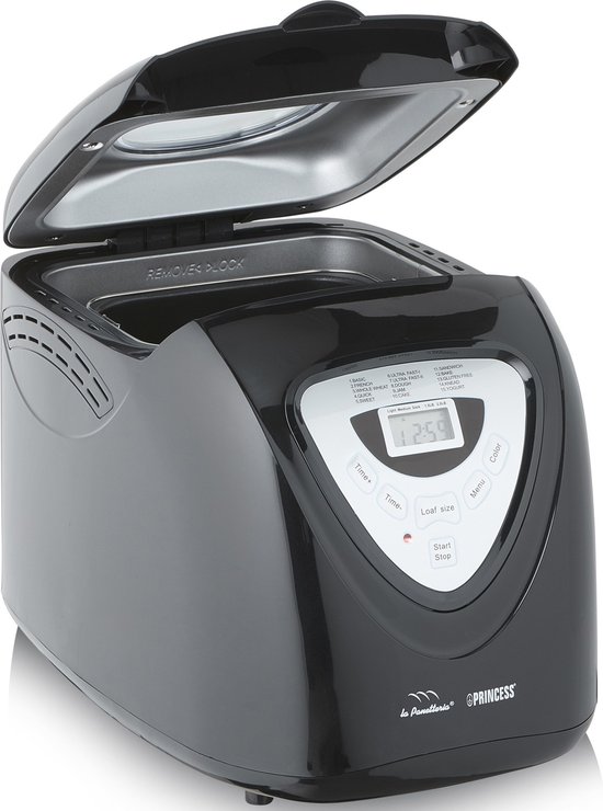 Princess Broodbakmachine 152009 - Timer - Digitaal scherm - 15 bakprogramma’s - Glutenvrij Programma - 900 Gr - 600 Watt - Zwart/Zilver