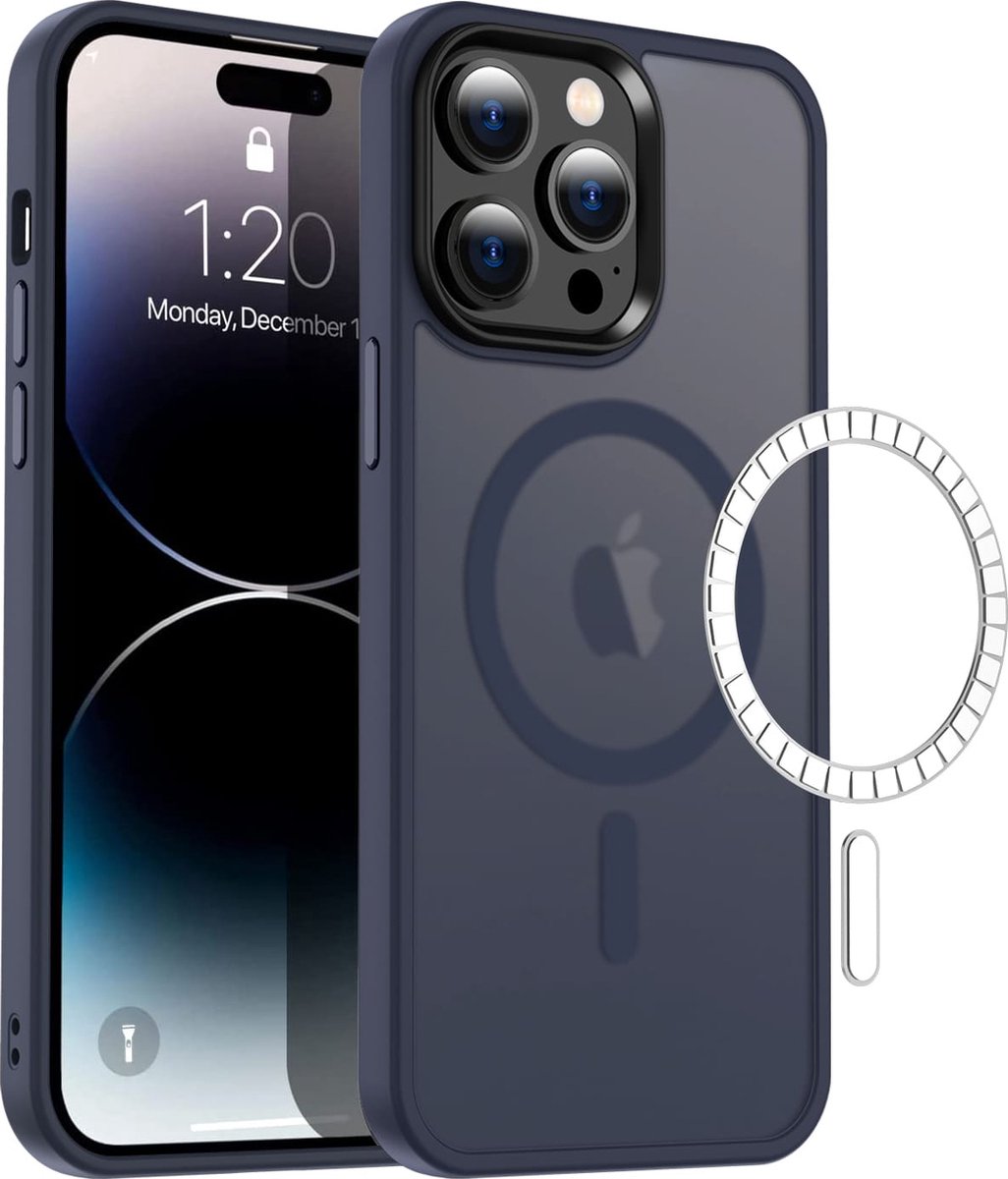 Casify Matte Hoesje geschikt voor MagSafe iPhone 14 Pro Max Hoesje - Mat Donkerblauw