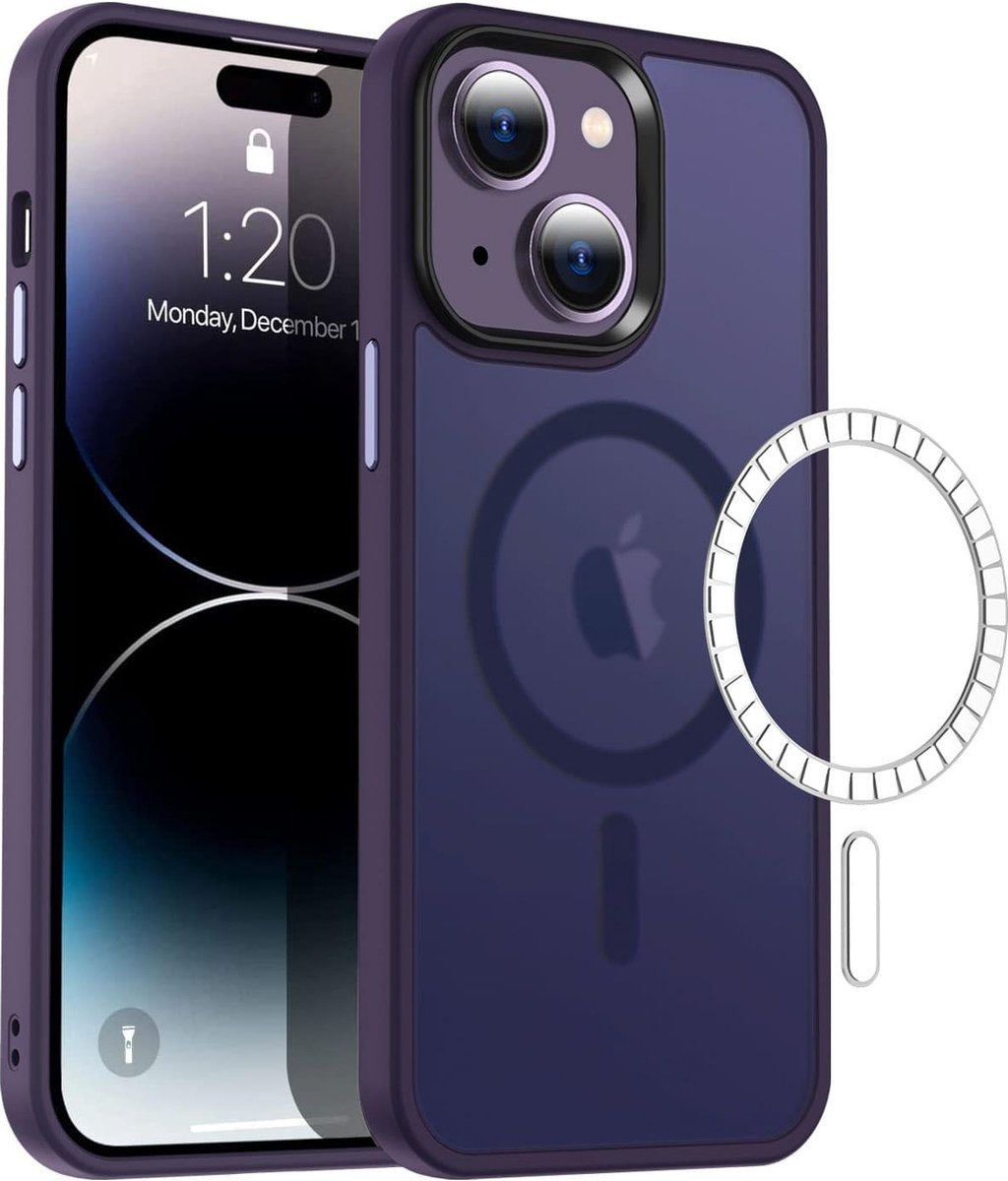 Casify Matte Hoesje geschikt voor MagSafe iPhone 15 Plus Hoesje - Mat Donkerpaars