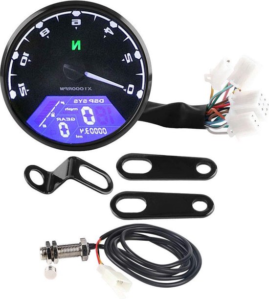 Kilometerteller LCD kilometerteller voor motorfiets - waterdicht - 12.000 omw/min ...