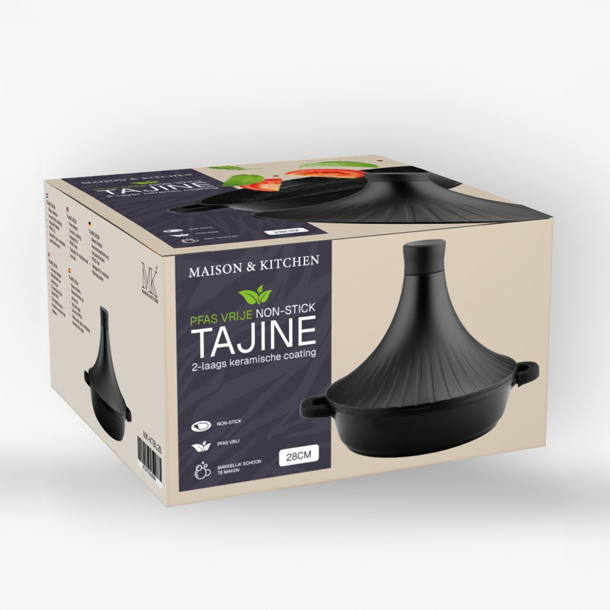 Maison & Kitchen - Tajine inductie 28 cm - PFAS vrij - Zwart