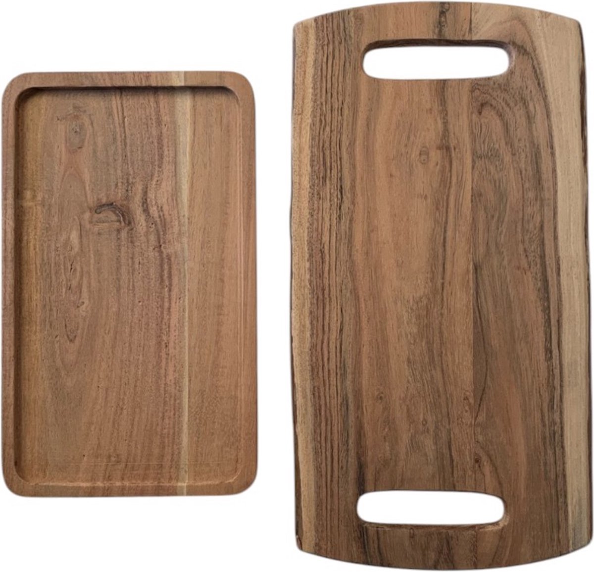 WinQ-Set 2 stuks borreleplank acaciahout- presenteerschalen hout-onderborden-snijplank
