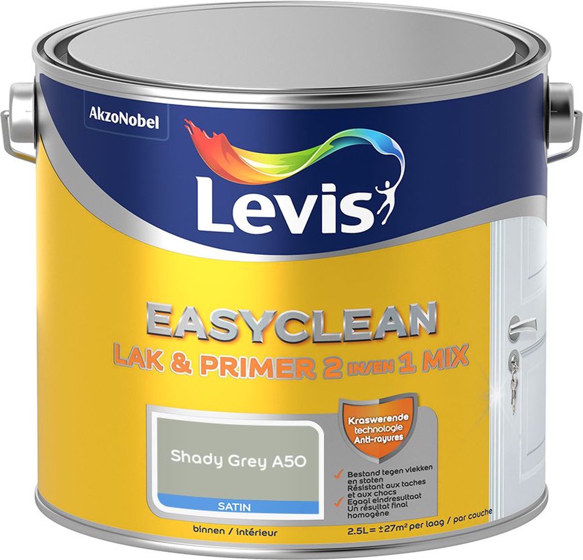 Levis - Easyclean Lak & Primer 2-In-1 Mix - Shady Grey A50 - Mengverf - 2,5 L