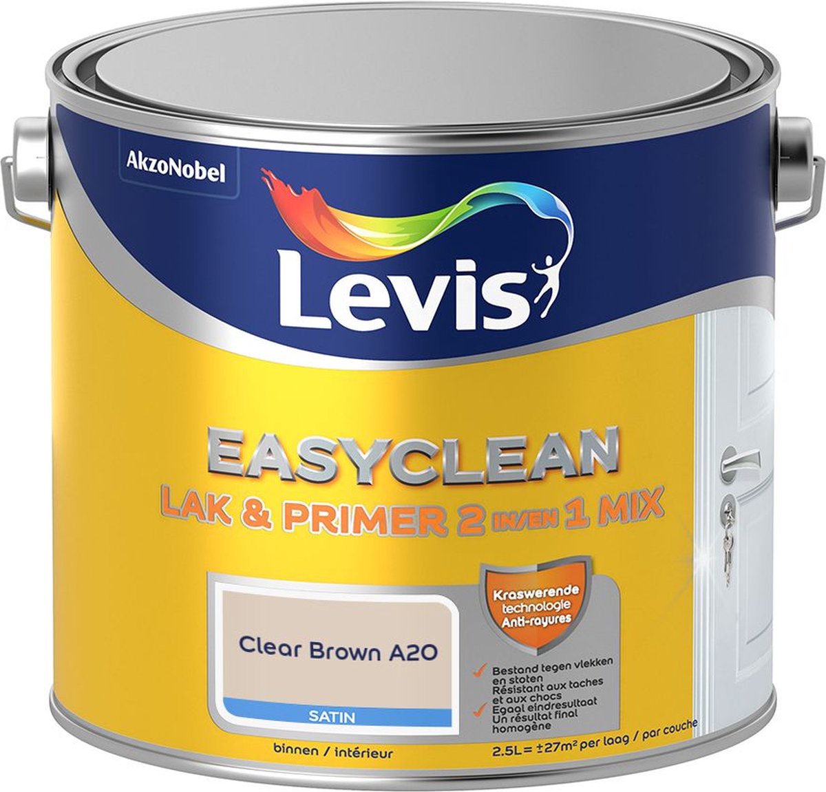 Levis - Easyclean Lak & Primer 2-In-1 Mix - Clear Brown A20 - Mengverf - 2,5 L