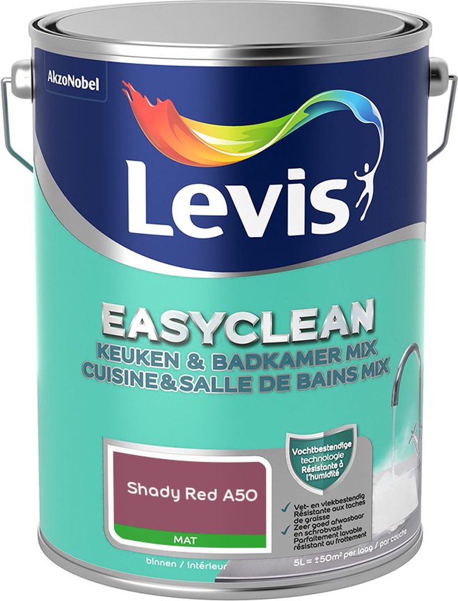 Levis - Easyclean Keuken & Badkamer Mix - Shady Red A50 - Mengverf - 5 L