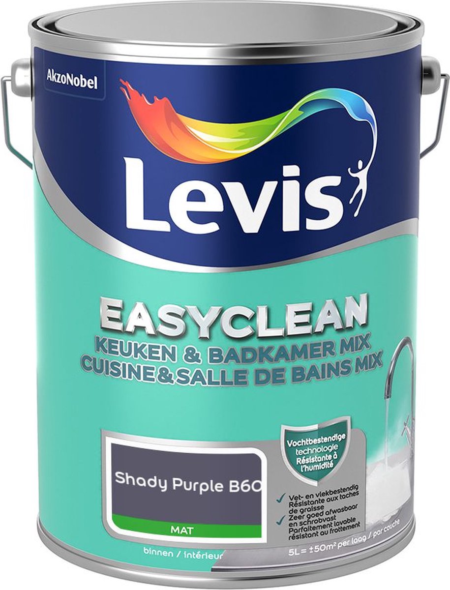 Levis - Easyclean Keuken & Badkamer Mix - Shady Purple B60 - Mengverf - 5 L