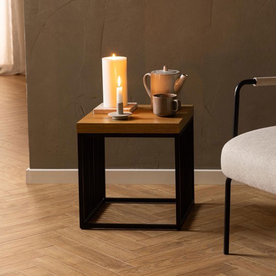 Sohome Bijzettafel Susane Eiken, 40 x 40cm - Naturel - Vierkant
