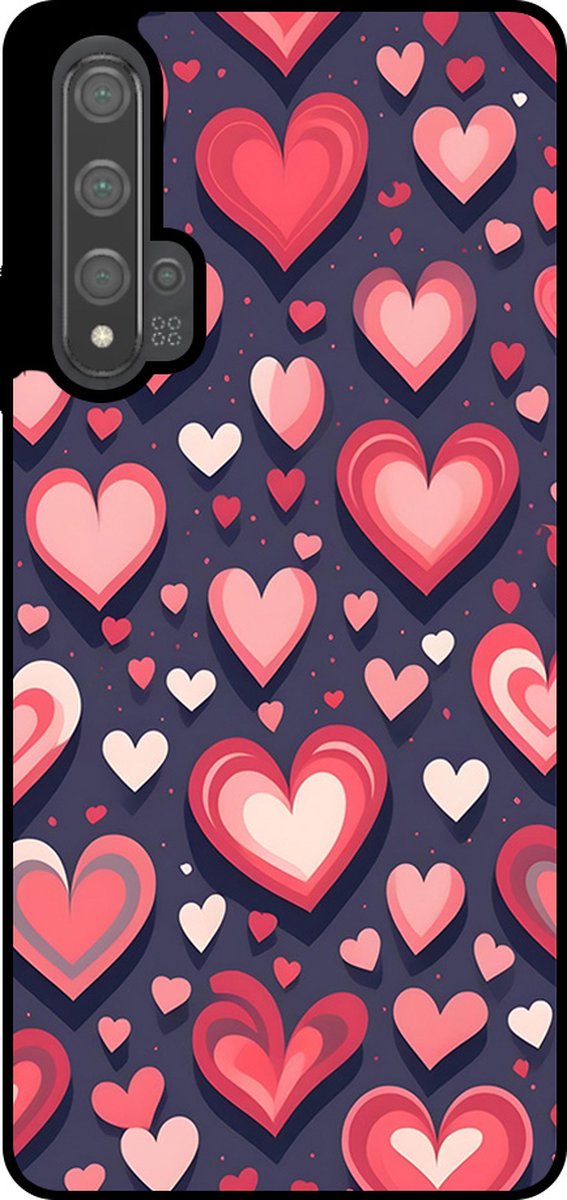 Smartphonica Telefoonhoesje Geschikt voor Huawei Nova 5T met Hartjes Opdruk - TPU Backcover Case With Heart Design geschikt voor Huawei Nova 5T