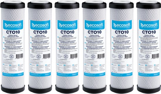 Ecosoft 6 stuks - Aktieve Kool filter - koolfilter - voor 10" filterhuis , carbonfilter - carbon block van Ecosoft — afbeelding 2