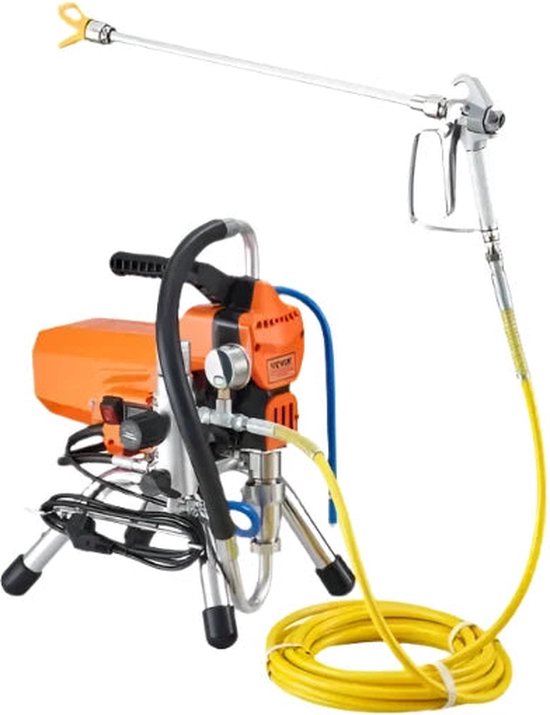 800 W verfspuitsysteem, verfspuitpistool met 5 sproeiers en 3 patronen, 1400 ml, verstelbaar verfspuitpistool, elektrisch, verfspuit voor hekken, kasten, meubels, muren, plafonds