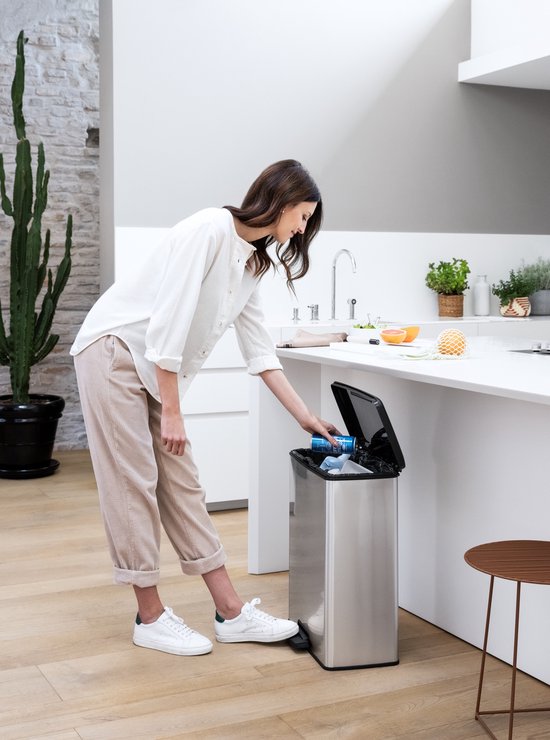 Prullenbak Curver Decobin - 65L - Rectangulaire - Gris Métallisé - Plastique Recyclé