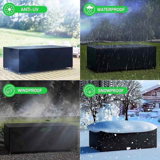 WUAYAMI Tuinmeubelafdekking, waterdicht afdekzeil, tuinmeubelen, winddicht, anti-uv, zware belasting, 420D Oxford-weefsel, voor zitgroep, tuintafels, terrasmeubels, kaki, 180 x 120 x 74 cm