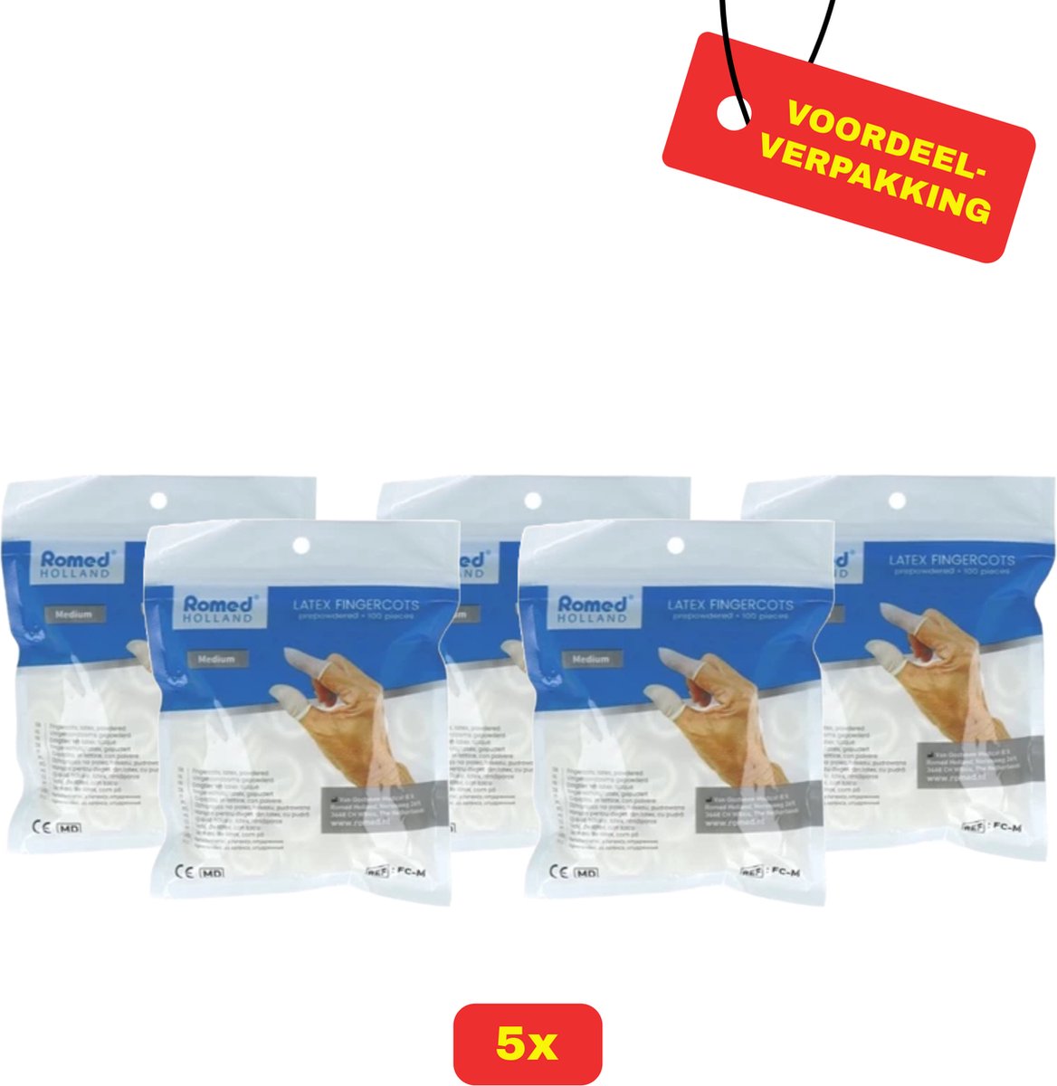 Goedkoopste 5 X Romed Vingercondooms Latex M - 5 x 100 stuks - Voordeelverpakking!