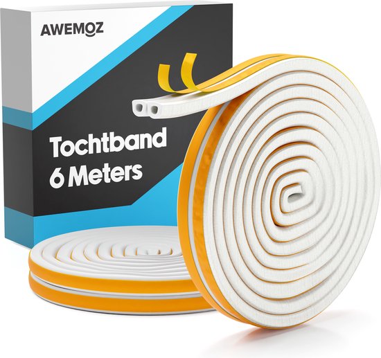 AWEMOZ Tochtband 6 Meter Lang - Tochtband Zelfklevend - Tochtstrips voor Deuren - Zelfklevend - Tochtstopper - Tochtrol - Tochtstrip - Tochtwering - Hoogwaardig Foam