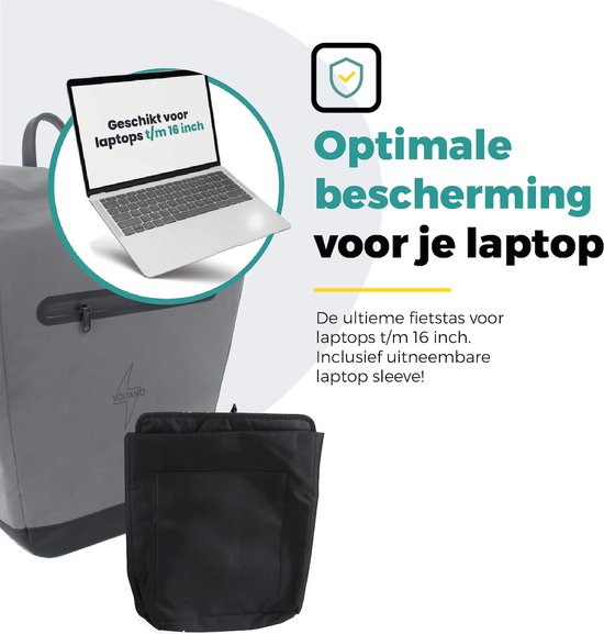 Voltano Luxe E-bike Fietstas - Special Edition - Volledig Reflecterend Grijs - 28L - 100% Waterdicht - Gratis Schouderband - Groot Laptop Vak - Reflective van Voltano — afbeelding 4