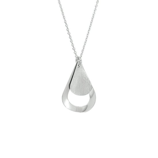 collier goutte en argent rhodié poli/mat 40 + 4 cm 1333315