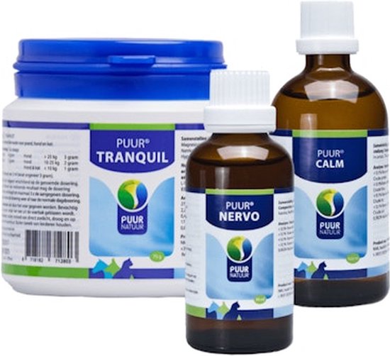 Preventiepakket (vuurwerk)angst bij dieren - Puur Tranquil + Puur Nervo + Phytonics Strezz