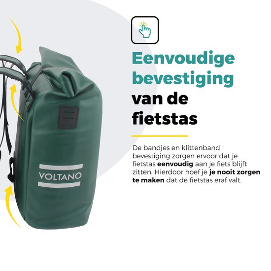 Voltano Dubbele Fietstas Rolltop E-bike Pro - Olijf Groen - 48 Liter - 100% Waterdicht - Fietstassen Electrische Fietsen