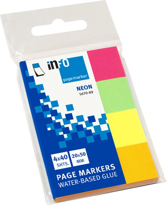 Sigel HN604 Recyclable Page Markers - 20x50mm Self-Stick Note Tabs In Yellow, Blue, Green, Red (4 Colors)-127297