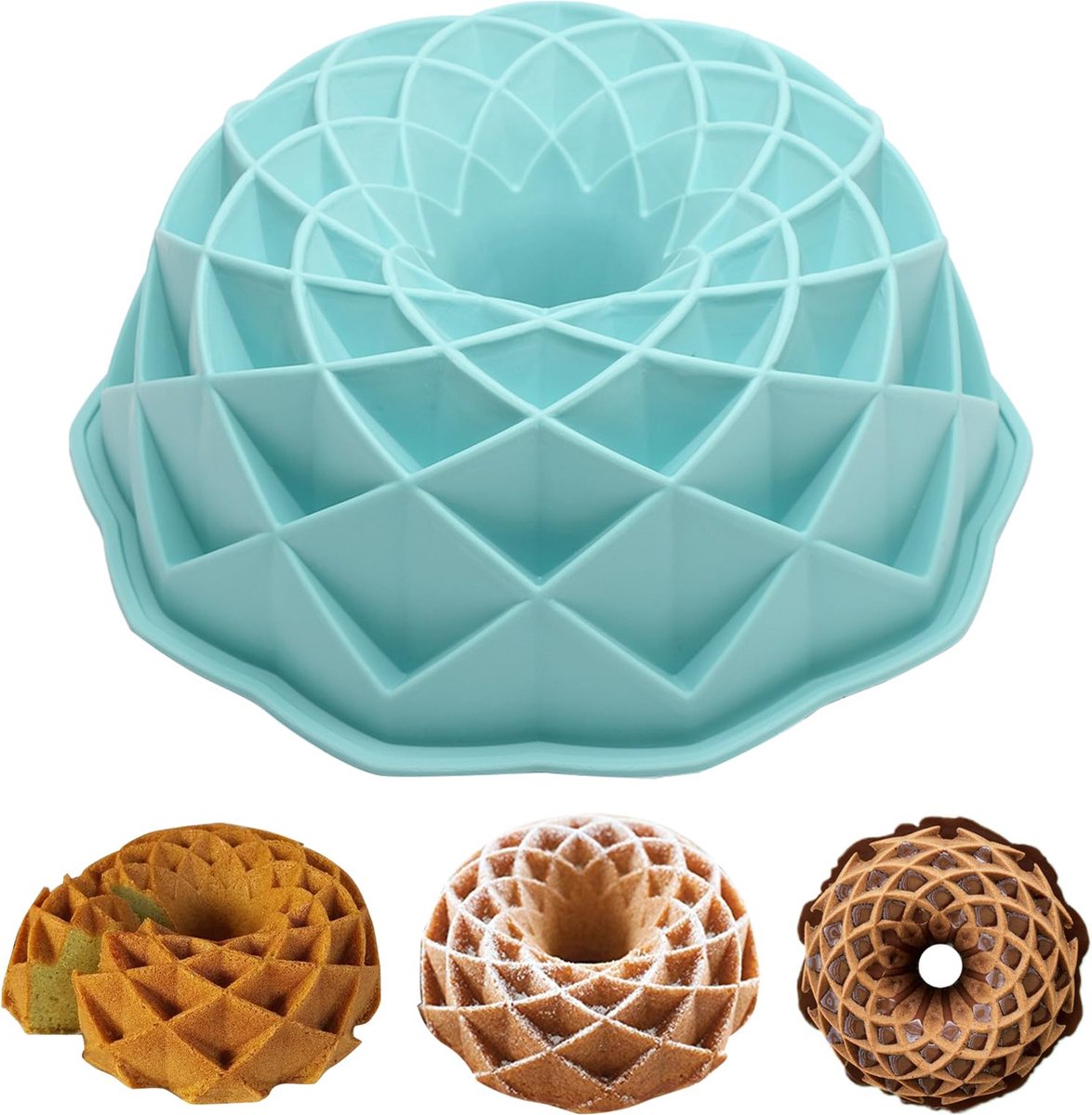 Goodivery ® Tulbandvorm van Siliconen voor Cake en Brood Bakken - 24 cm - Blauw