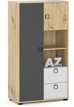 AZ Home Dressoir Kevin 4 80cm Eiken Artisan Antraciet Wit