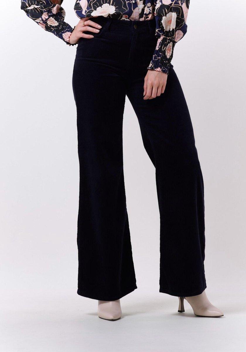 Fabienne Chapot Eva Cord Wide Leg Trousers Broeken Dames - Donkerblauw - Maat 26/34