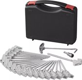 Piquets de tente ProPlus - Métal à visser - Crochet en plastique - 20 pièces avec étui