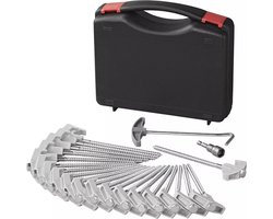 ProPlus Tentharingen 20cm - Schroefbaar Metaal - Kunststof Haak - Schroefkop - 20 Stuks met Koffer