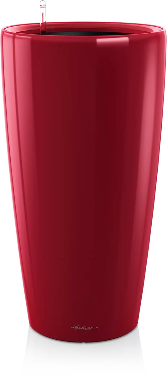 LECHUZA RONDO PREMIUM 40 - Plantenbak - met uitneembare binnenbak - met bewateringssysteem - ALL-IN-ONE set met LECHUZA-PON - scharlakenrood hoogglans