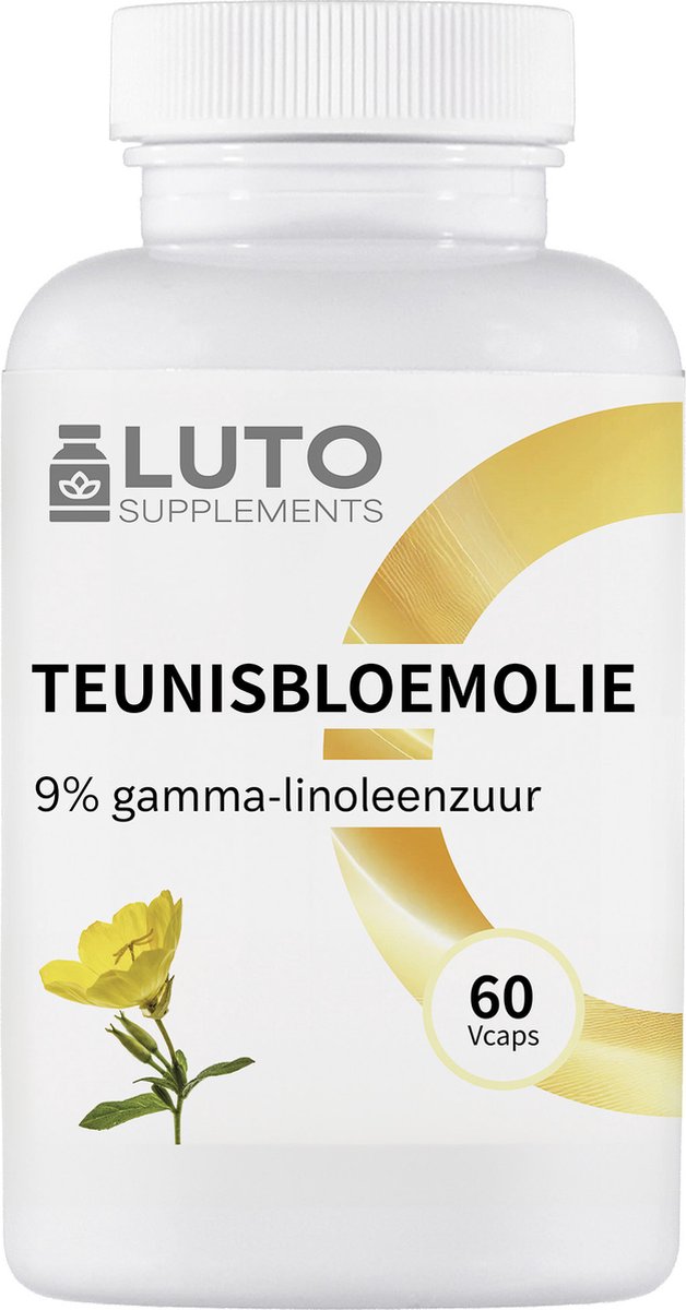 Teunisbloemolie - 1000mg - Premium: 9% gamma-linoleenzuur GLA - 100 softgels - Ondersteunt een normale menstruatie* - Luto Supplements