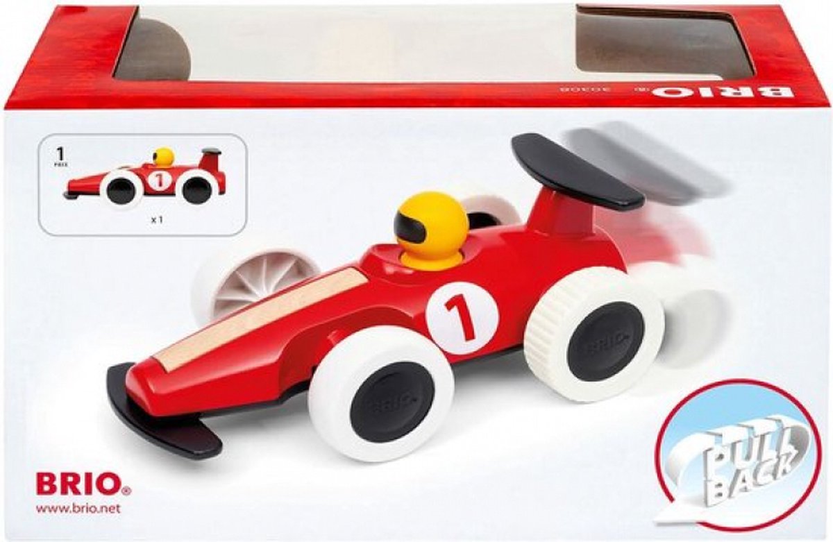 BRIO pull back gemotoriseerde grote raceauto - aanbevolen voor peuters van 18 maanden en ouder afbeelding