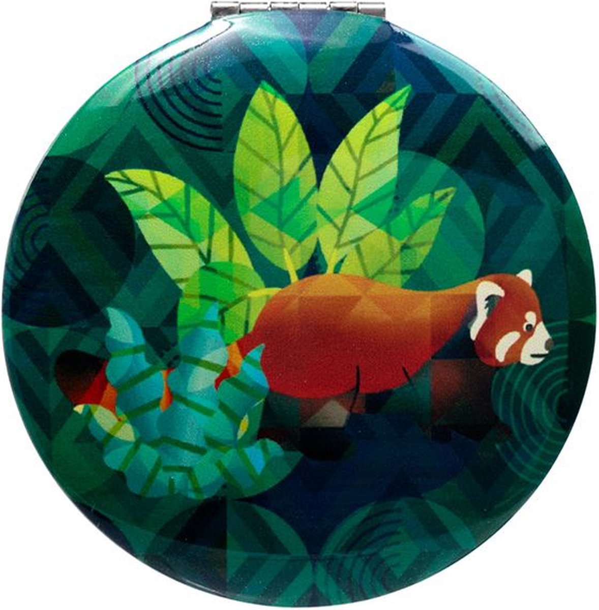 Goedkoopste Spiegeltje Make-Up Compact Klep - Animals Kingdom - Dierenrijk - Rode Panda - 6.5x6.5x1cm