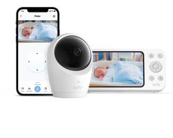 eufy Baby E20 Babyfoon – Baby Monitor – 2K HD Resolutie – App- en Offlinebesturing – Scherp Nachtzicht – 5000mAh Accu – Intelligente Geluids- en Temperatuurmeldingen – Beveiligde Verbinding – Wit