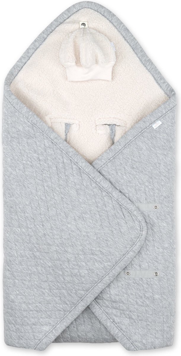 BEMINI Voetenzak - Biside 0-12m - Warme gewatteerde teddy - Mix grey