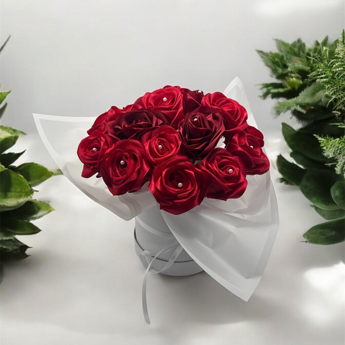 Rozenboeket - Satijnen boeket - Rozen - Rood