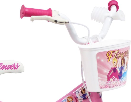 Flowers 12 inch kinderfiets roze van Merkloos — afbeelding 4