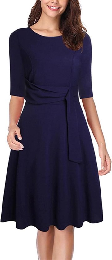 PrinStory Zomerjurk voor dames, ronde hals, plooienrok, korte mouwen, strandjurk, hoge taille, zwevend kleed, A-lijn, vrijetijdsjurk, A Zwart, S PrinStory Zomerjurk voor dames, ronde hals, plooienrok, korte mouwen, strandjurk, hoge taille, zwevend kleed, A-lijn, vrijetijdsjurk, A Zwart, S