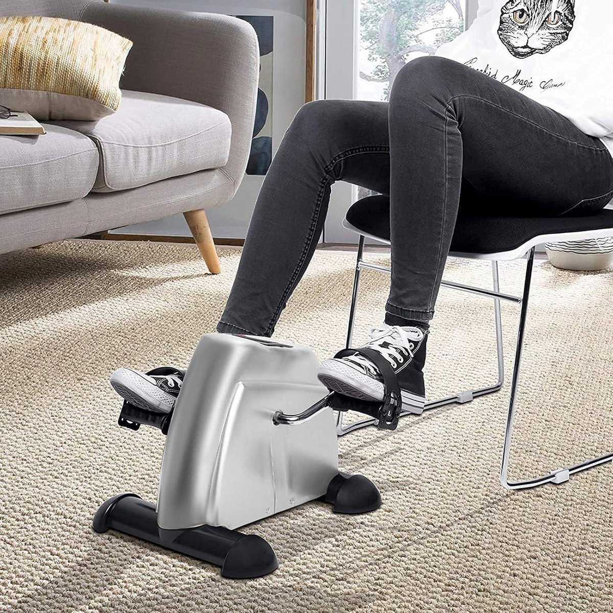 Draagbare Mini Hometrainer - Hand Voetpedaal Oefening - Fitness Been Arm Workout met LCD-scherm - Instelbare Weerstand