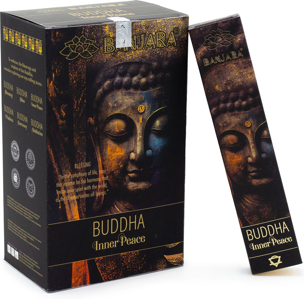 Banjara - buddha - inner peace wierook - kamille - lavendel - wierook - geurstokjes - doos 12 stuks