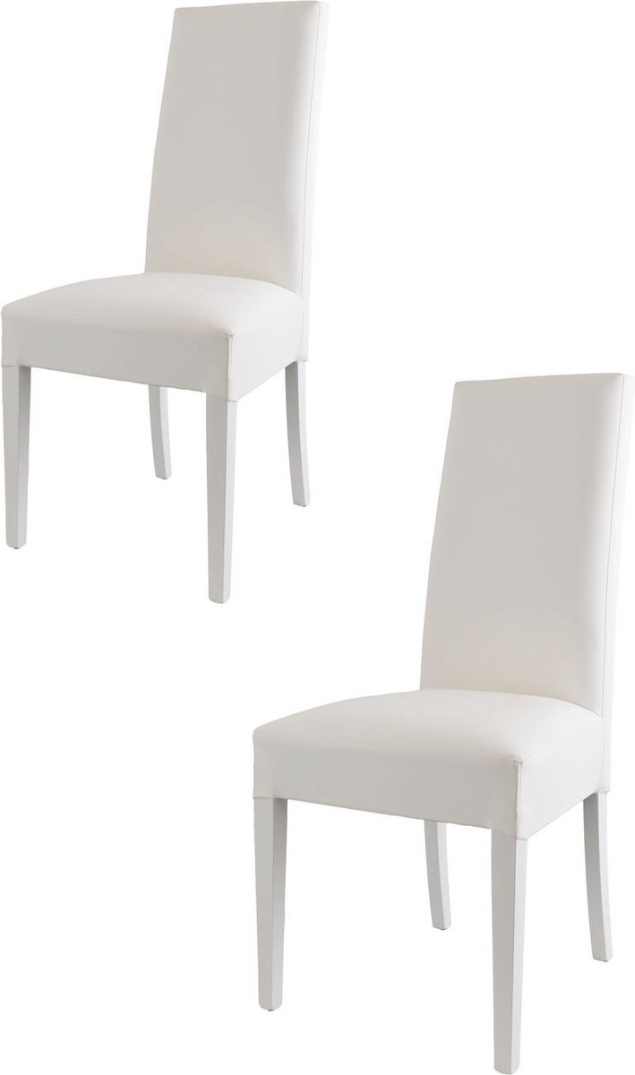 Tommychairs Luisa - Eetkamerstoelen - Set van 2 - Wit - Kunstleer & Hout