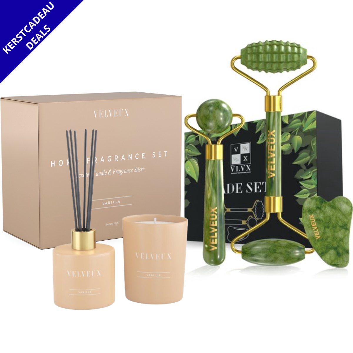 Goedkoopste Geschenkset kerstcadeau vrouwen cadeaupakket - geurkaars en geurstokjes geschenkset met jaderoller set - huisdecoratie - Kerstcadeau vrouwen