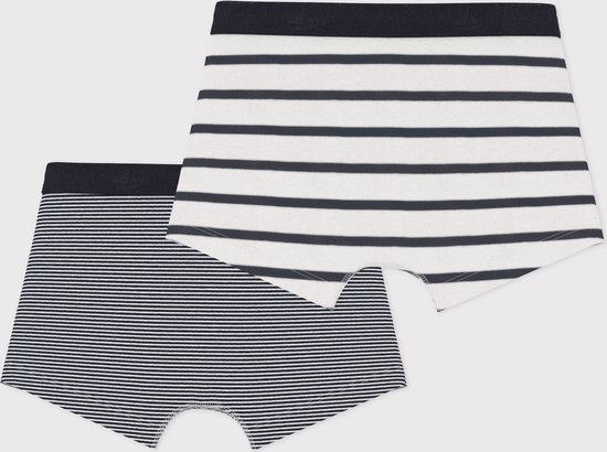 Petit Bateau Set van 2 gestreepte boxershorts voor jongens Jongens Onderbroek - Wit/Blauw + Blauw/Wit