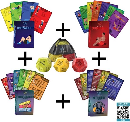 WEBU Workout Dobbelstenen met Kaarten en Trainingsvideo's
